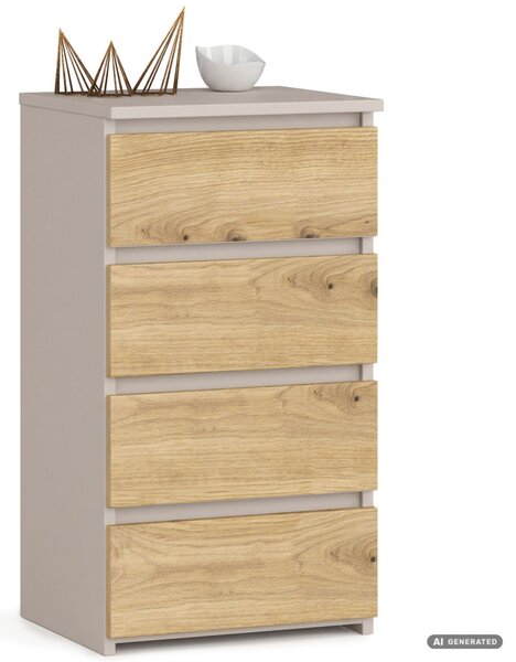 AKORD CLP CL4 Komód Laminált Forgácslap Kasmír / Artisan Tölgy 4 Fiókos