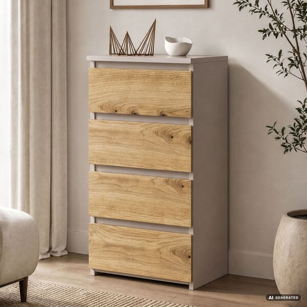 AKORD CLP CL4 Komód Laminált Forgácslap Kasmír / Artisan Tölgy 4 Fiókos