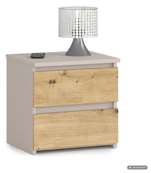 Akord CLP CL2 Éjjeliszekrény Laminált Kaszmír / Artisan Tölgy Két Fiókos