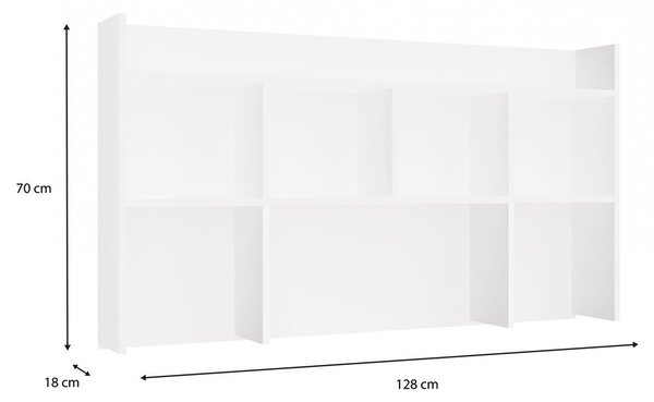 Aldabra NDST 130 fali polc, 128x70x18 cm, fehér