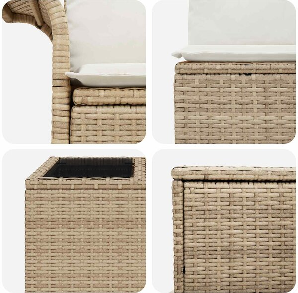 VidaXL Kanapé Szett 6 pcs 4-Ülőhelyek száma Beige és Krémszínű