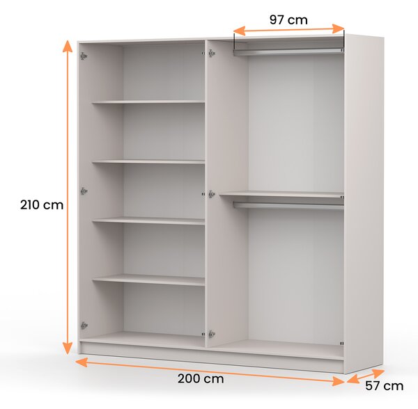 CASMIRA 4D gardróbszekrény 200x210x57 - kasmír