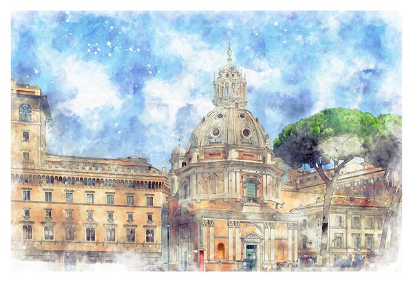 Kép - Santa Maria di Loreto temploma, Róma, Olaszország (90x60 cm)