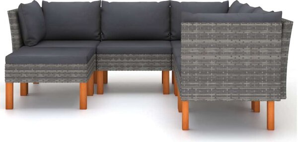 VidaXL Polyrattan Kerti Ülőgarnitúra - 6 Részes Szürke
