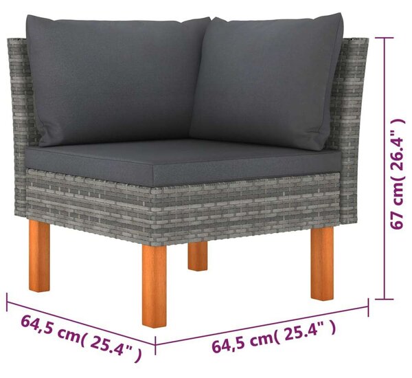 VidaXL Polyrattan Kerti Ülőgarnitúra - 6 Részes Szürke