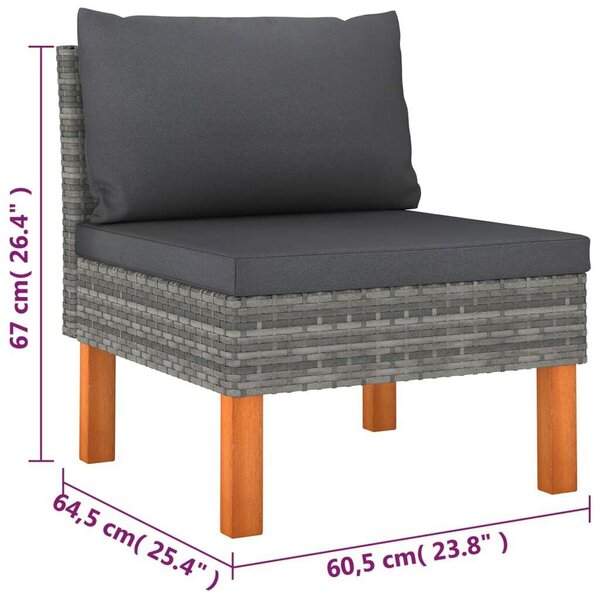 VidaXL Polyrattan Kerti Ülőgarnitúra - 6 Részes Szürke