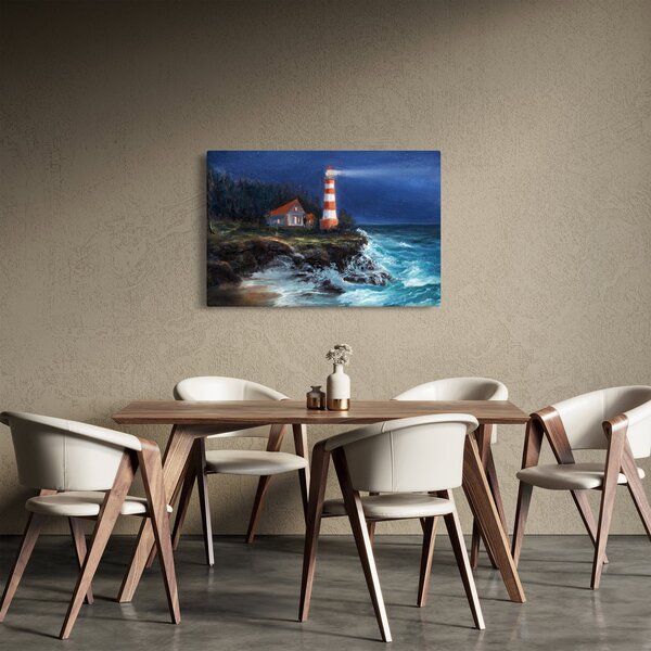 Kép - világítótorony az óceán partján, akvarell (90x60 cm)
