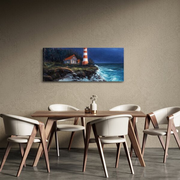 Kép - világítótorony az óceán partján, akvarell (120x50 cm)