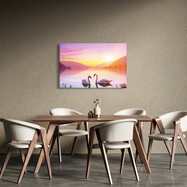 Szerelmes hattyúk képe (90x60 cm)