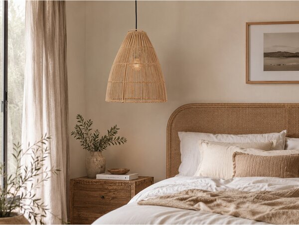 Ibiza Natura kézzel készült natúr rattan lámpabúra – 36 × 36 × 41 cm