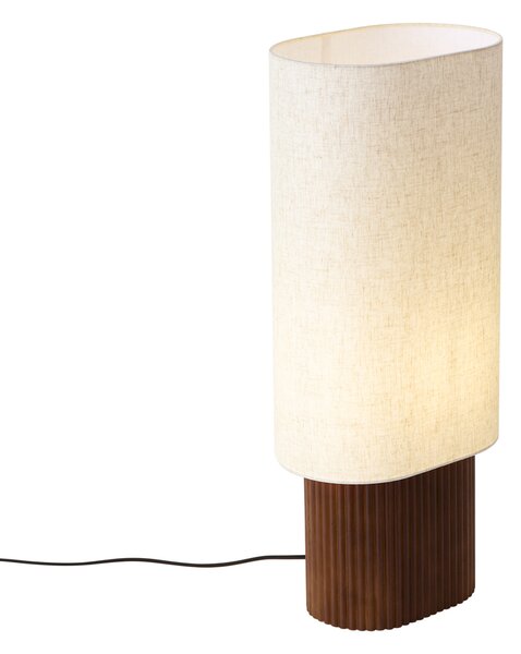 Japandi Állólámpa Diófa Szövet Lámpaernyővel 70 cm - Lamel