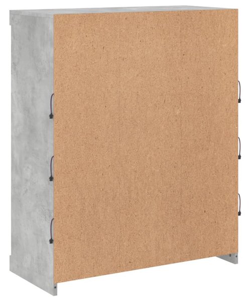 Betonszürke tálalószekrény LED-világítással 81 x 37 x 100 cm