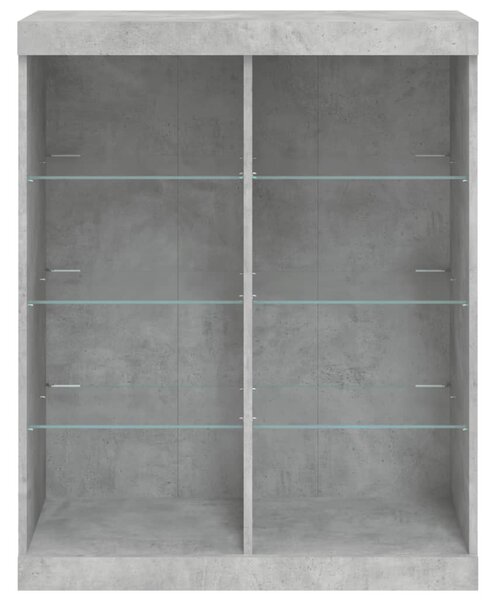 Betonszürke tálalószekrény LED-világítással 81 x 37 x 100 cm