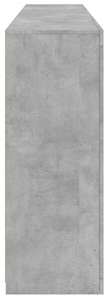 Betonszürke tálalószekrény LED-világítással 202 x 37 x 100 cm