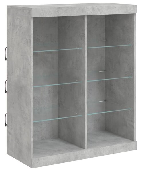 Betonszürke tálalószekrény LED-világítással 81 x 37 x 100 cm