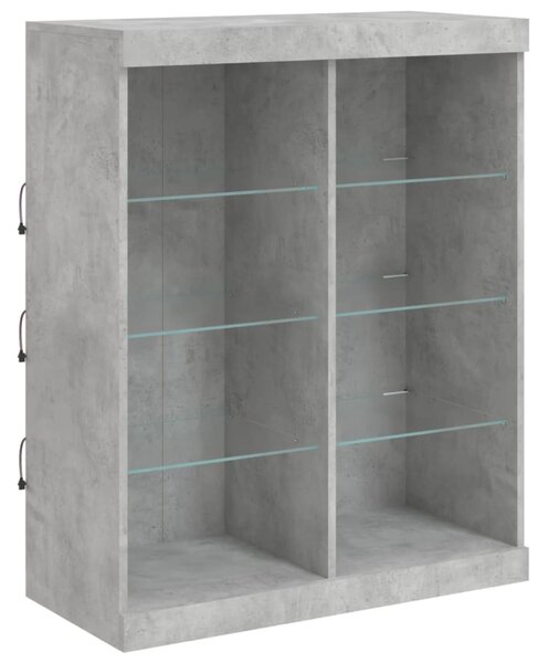 Betonszürke tálalószekrény LED-világítással 202 x 37 x 100 cm