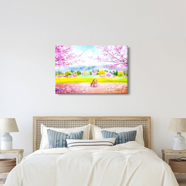 Kép - festett szarvas, akvarell (90x60 cm)