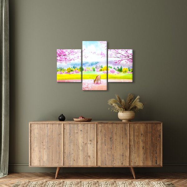 Kép - festett szarvas, akvarell (90x60 cm)