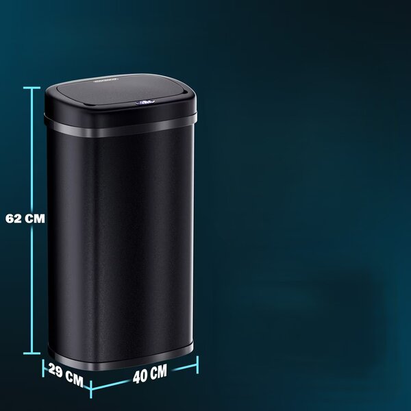 Deuba Érintésmentes, szögletes szemetes USB-vel 50 l - fekete