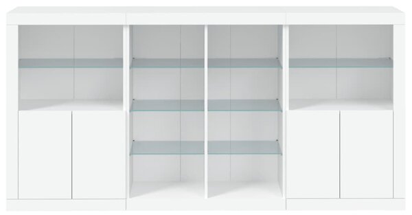 Fehér tálalószekrény LED-világítással 202 x 37 x 100 cm