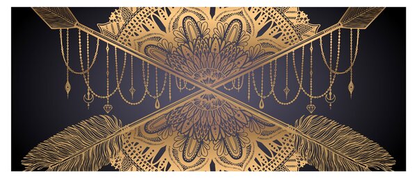 Kép - Arany mandala nyilakkal (120x50 cm)