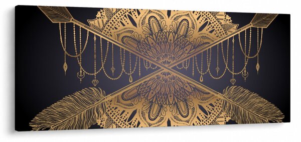 Kép - Arany mandala nyilakkal (120x50 cm)