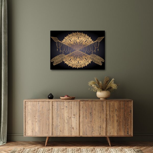 Kép - Arany mandala nyilakkal (70x50 cm)