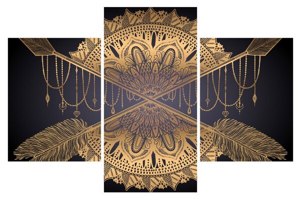 Kép - Arany mandala nyilakkal (90x60 cm)