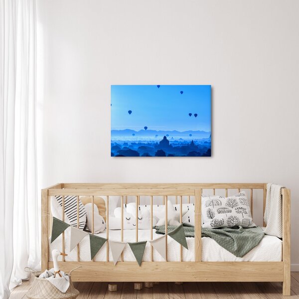 Kép - léggömbök a táj felett (70x50 cm)