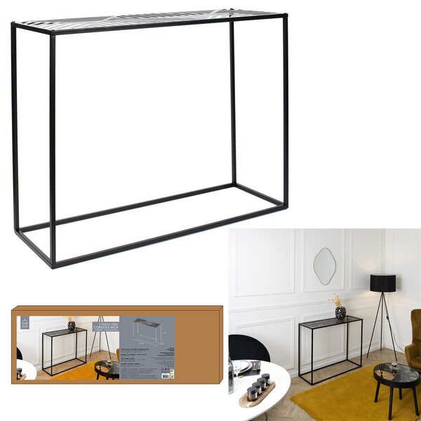 Konzol, mintás, fém, fekete, 100 cm - CUBIQUE