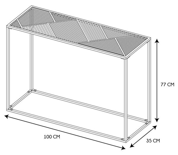 Konzol, mintás, fém, fekete, 100 cm - CUBIQUE