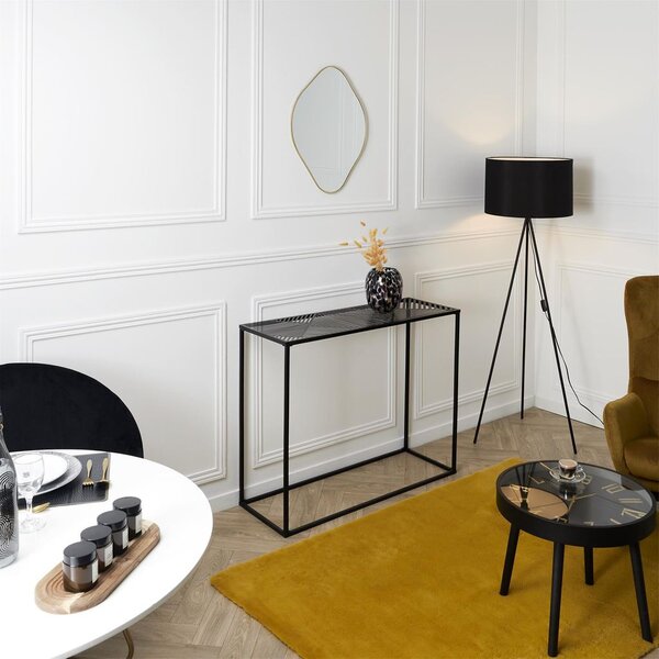 Konzol, mintás, fém, fekete, 100 cm - CUBIQUE