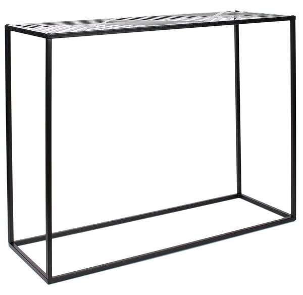 Konzol, mintás, fém, fekete, 100 cm - CUBIQUE