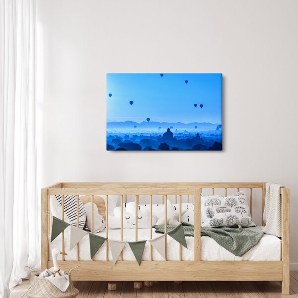 Kép - léggömbök a táj felett (90x60 cm)
