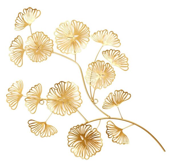 Fali dekoráció, virágok, fém, arany színű - FEUILLES