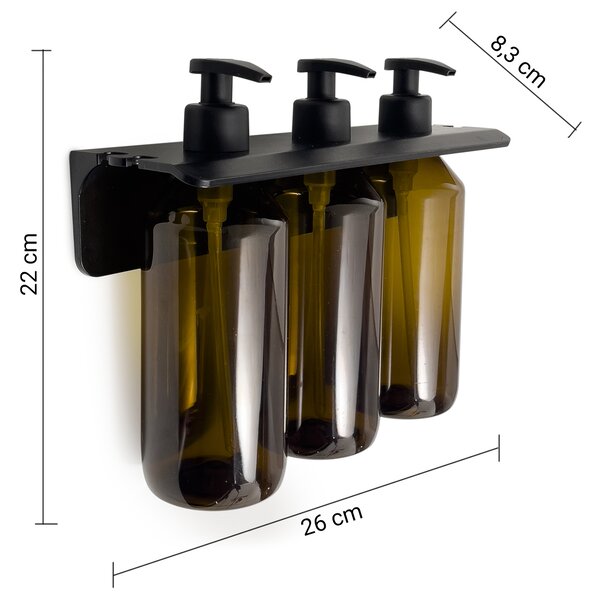 Gedy Gedy, GROUPER háromrészes, akasztható szappanadagoló, 3x500ml, barna, 2160