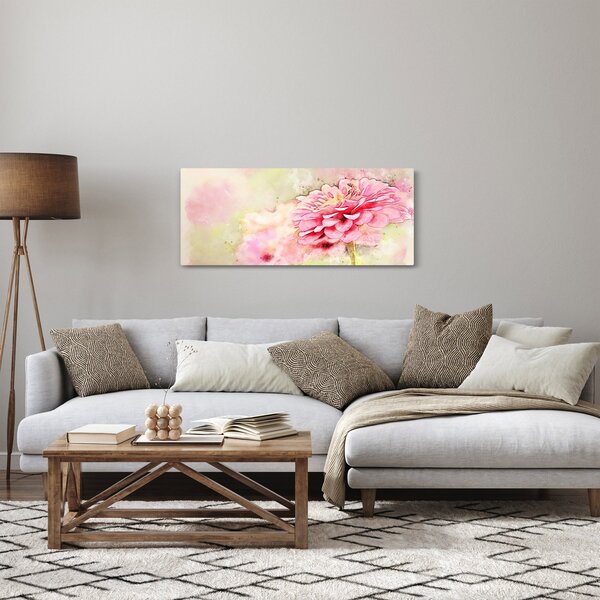 Kép - rózsaszín virág, akvarell (120x50 cm)