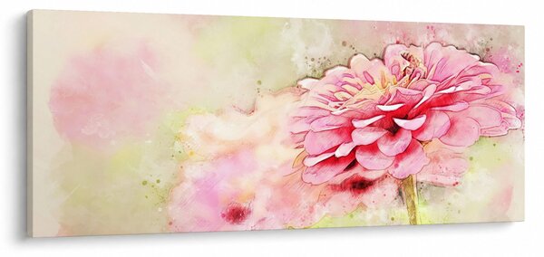 Kép - rózsaszín virág, akvarell (120x50 cm)