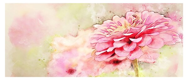 Kép - rózsaszín virág, akvarell (120x50 cm)