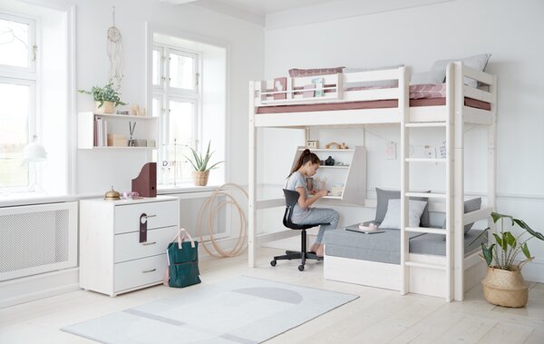 Flexa Galériaágy " Casa " szettel , Flexa classic 200 , szürke, egyenes létrával