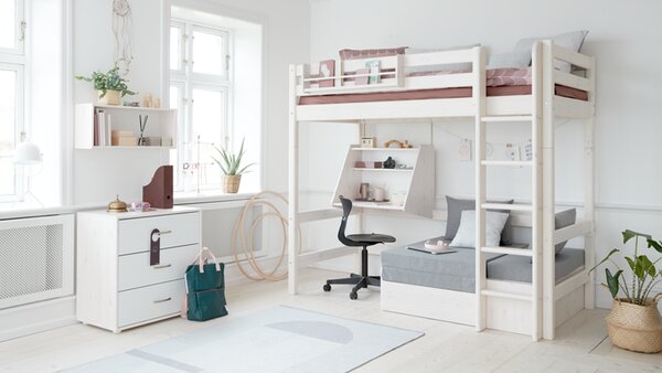 Flexa Galériaágy " Casa " szettel , Flexa classic 200 , szürke, egyenes létrával