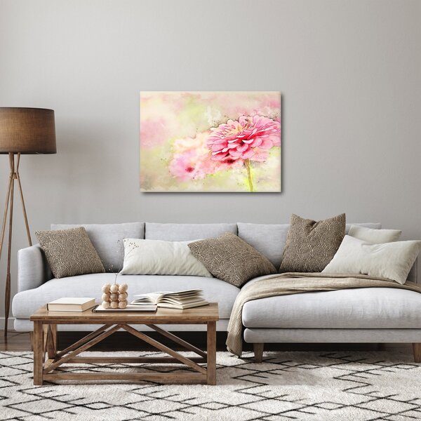 Kép - rózsaszín virág, akvarell (70x50 cm)