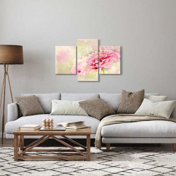 Kép - rózsaszín virág, akvarell (90x60 cm)