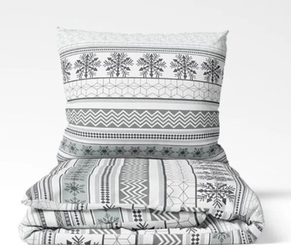 Karácsonyi szürke Winter pamut ágyneműhuzat TiaHome - 1x Párna 90x70cm, 1x Paplan 140x200cm