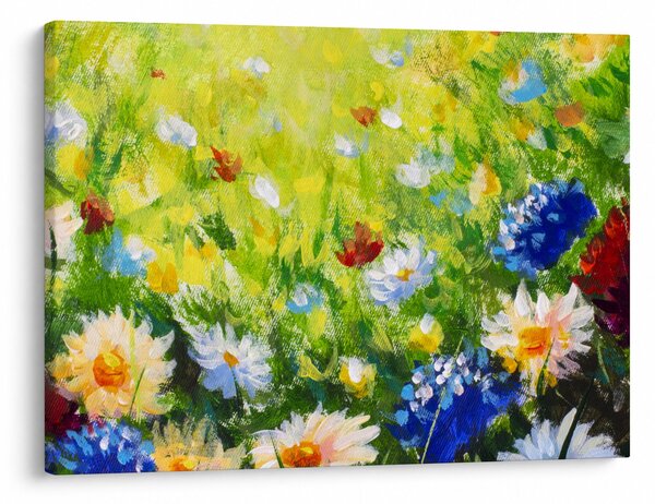 Virágzó rét képe, olajfestmény (70x50 cm)