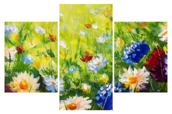 Virágzó rét képe, olajfestmény (90x60 cm)