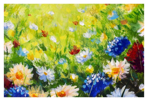 Virágzó rét képe, olajfestmény (90x60 cm)