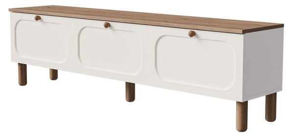 Modern TV-állvány tárolóval – fehér/tölgy TV-szekrény MDF membrán ajtókkal 180 cm
