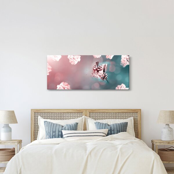 Kép - pillangó a virágok között (120x50 cm)