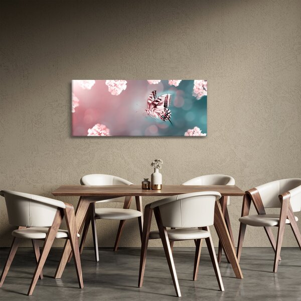 Kép - pillangó a virágok között (120x50 cm)